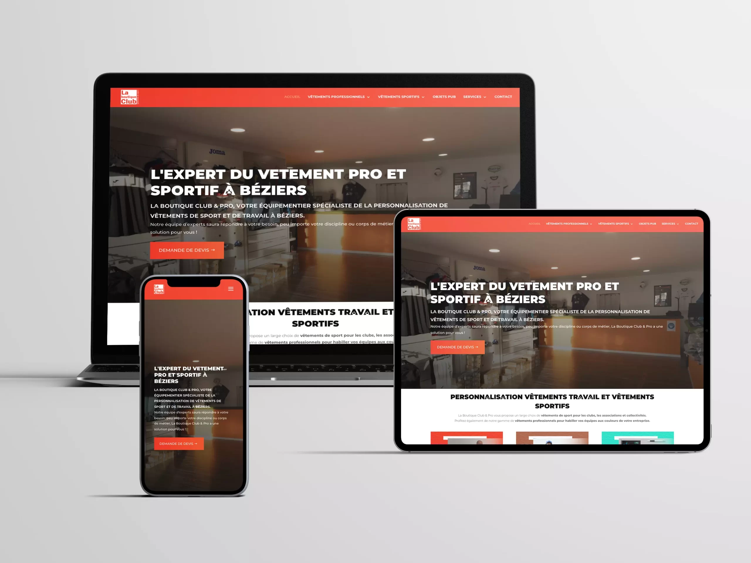 Site web responsive La Boutique Club & Pro by AQUICOM